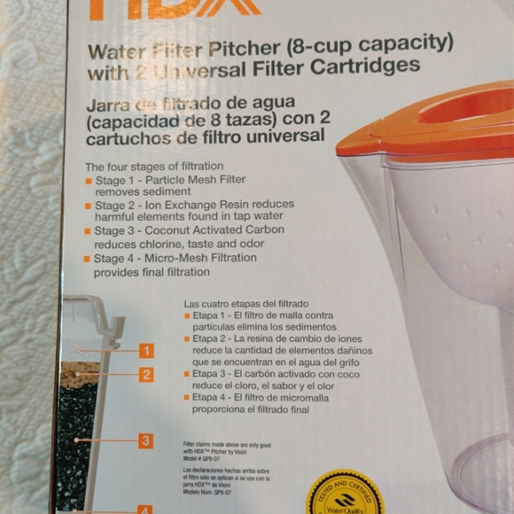 HDX 8 Cup Water Filter Pitcher with 2 Universal Filter Cartridges New in Box - Picture 5 of 7